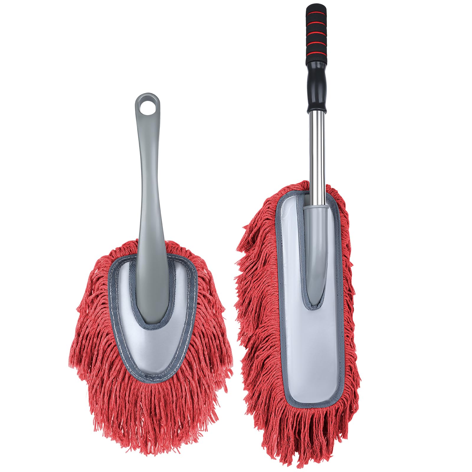 Photo 1 of IPELY 2 Pack Large Car Duster Exterior Scratch Free with Extendable Handle and Car Duster Interior, Wax Cotton Hair Dusters (Red)