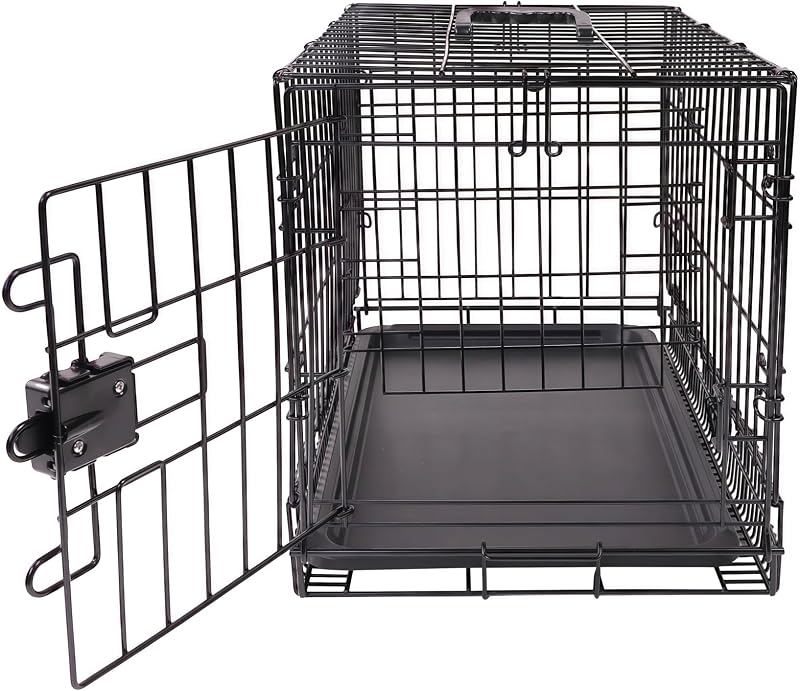 Jaula para perro de alambre metálico, Plegable, con bandeja, puerta única, 61 x 46 x 51 cm (L x An x Al), negro