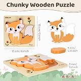 Airlab Wooden Chunky Jigsaw Puzzles Toddler 1+ 4 Pack Animal Toys view 2