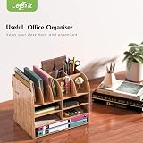 Lesfit Wooden Desk Tidy Organiser Office Stationery Storage 34x28x25 cm view 6