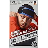 Red by Kiss Premium Bow Wow X Power Wave Durag, 360 Wave Compression Cap for Men &amp; Women, Adjustable Hook-and-Loop Strap, Stylish &amp; Durable, Ideal for Locs, Braids, Waves (Jumbo Spandex - Black/Blue)