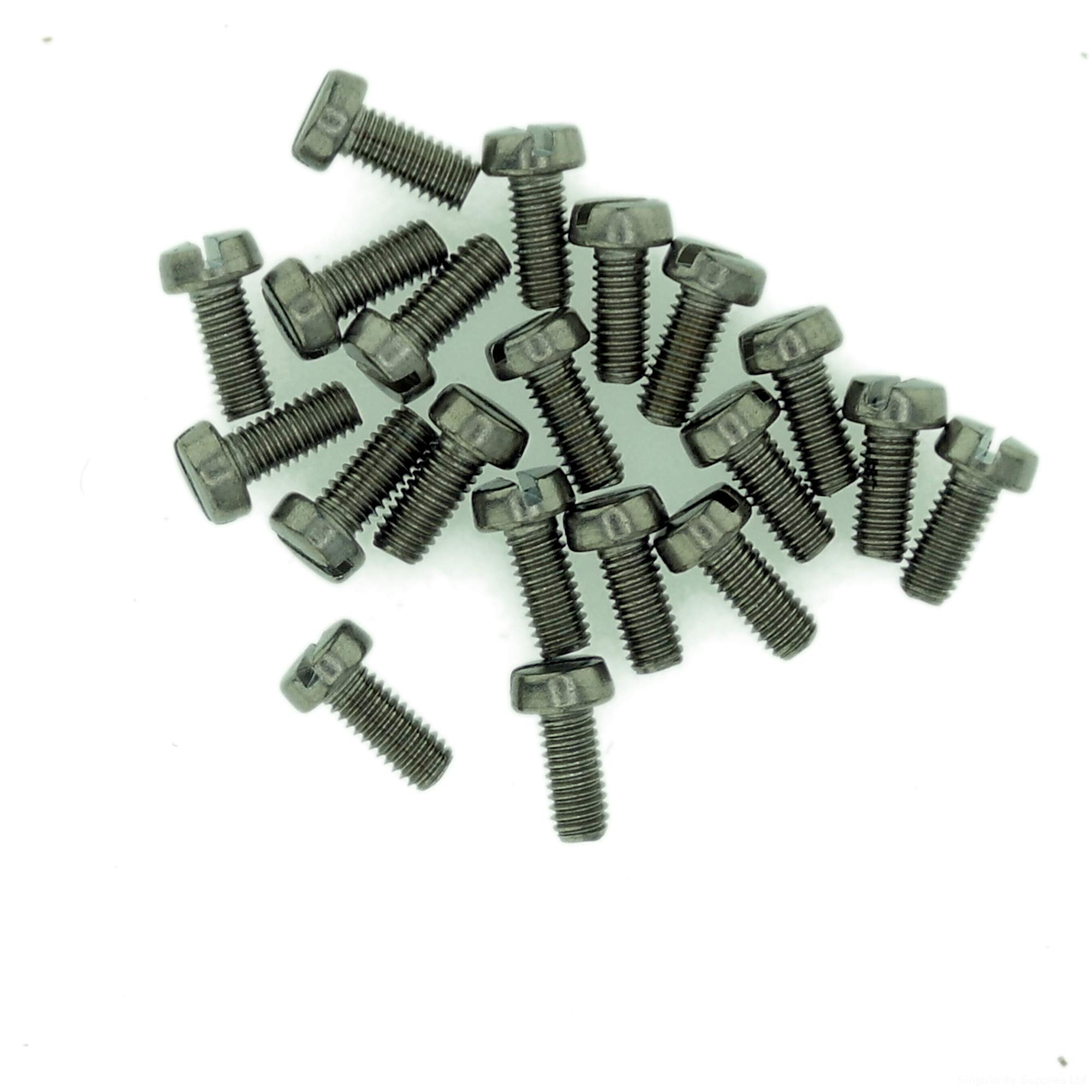 M2.3 (2.3mm x 8mm) Slot Cheese Machine Screw (Bolt) - Stainless Steel (A2) (Pack of 20)