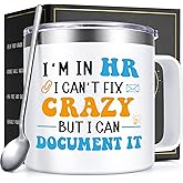 Qtencas Hr Gifts, Human Resources Gifts, Hr 14 Oz Insulated Mug, Birthday Christmas Gift for Human Resources Manager Director, HR Appreciation Day, National HR Professional Day, White