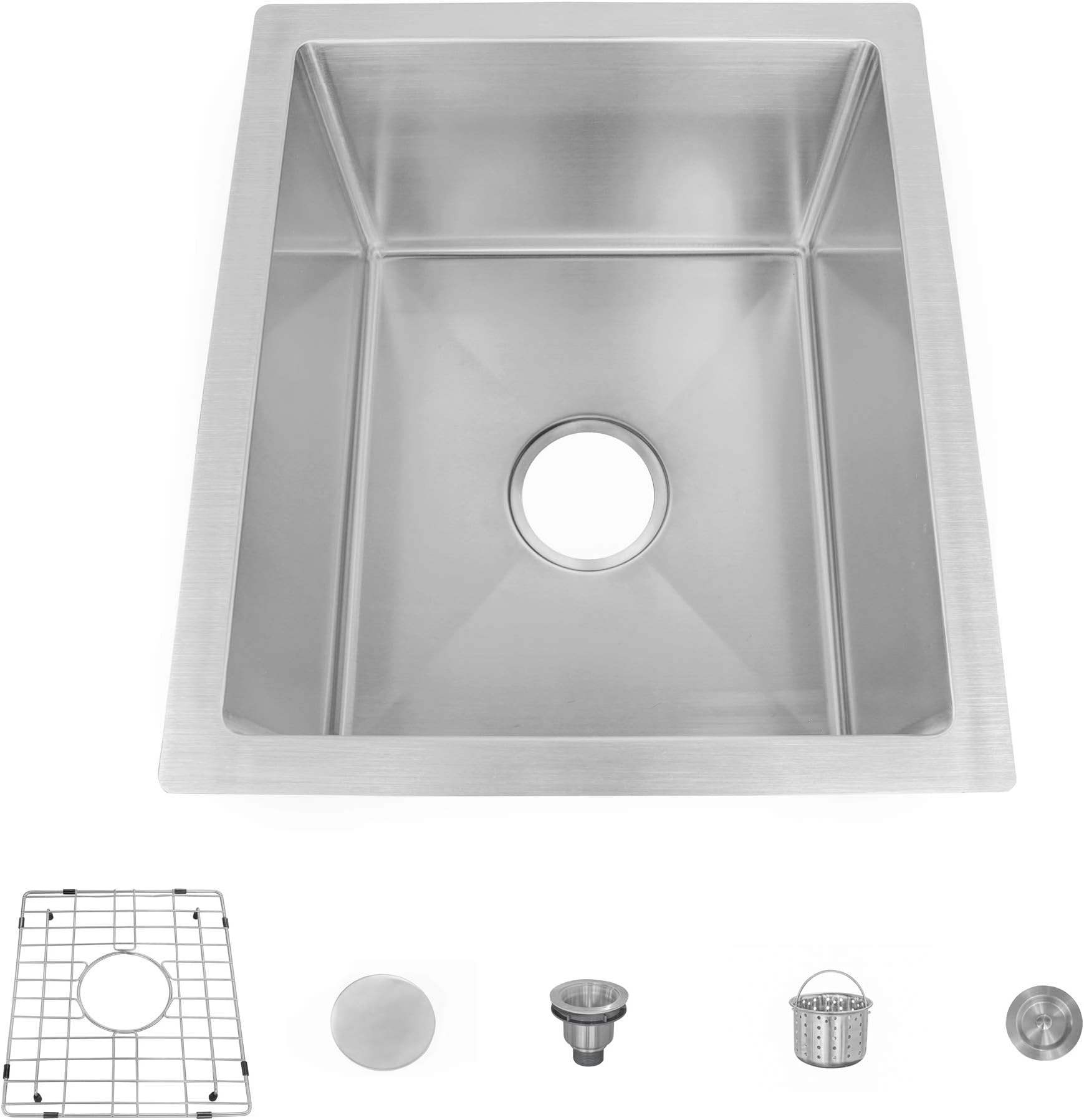 MOCCOA 15" Stainless Steel 16 Gauge Kitchen Sink Undermount Single Bowl (Pro Single Bowl)