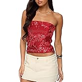 MISSACTIVER Women’s Sequin Tube Tops Y2K Sexy Sparkle Rhinestone Strapless Top Backless Summer Going Out Bandeau Tank