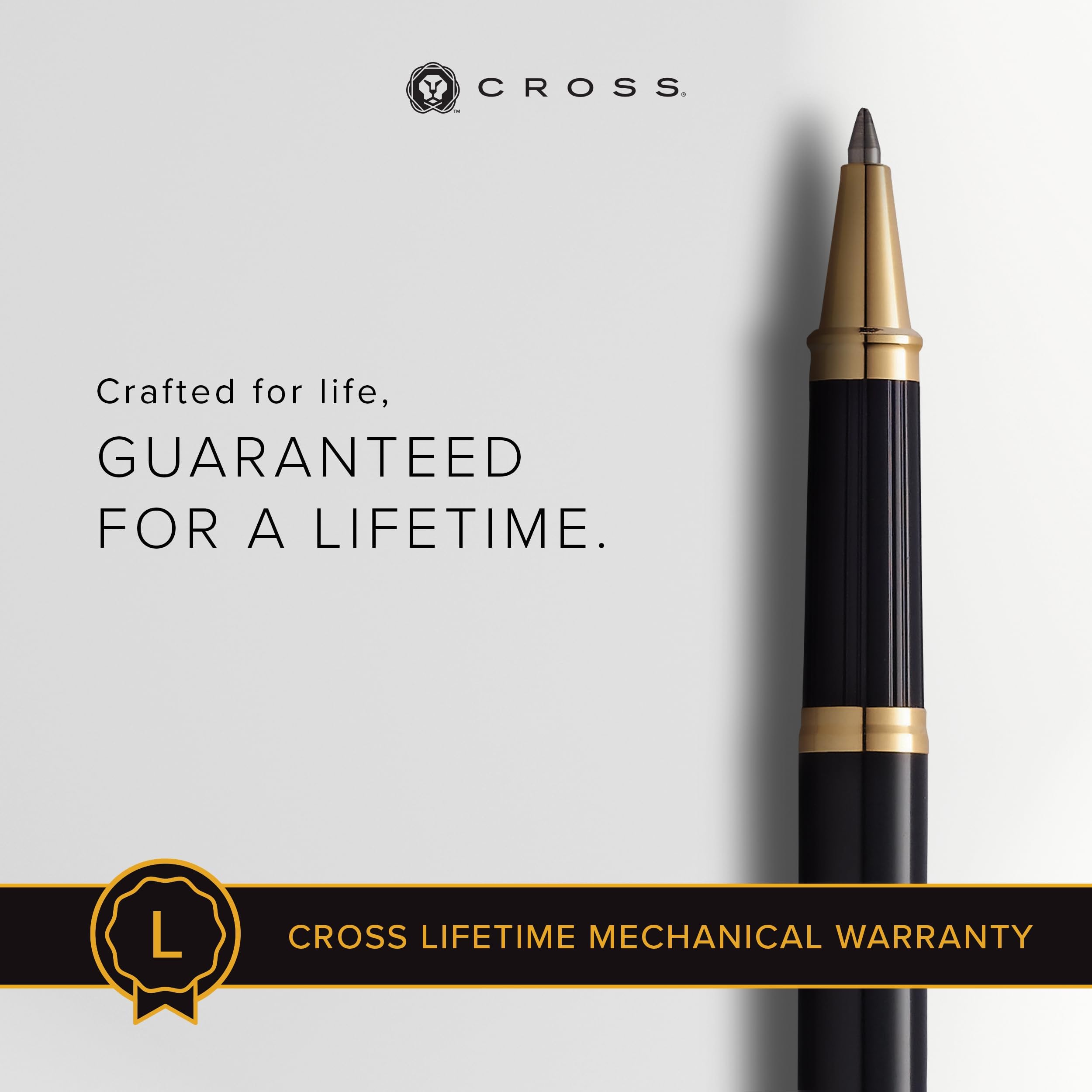 Cross Century II Refillable Rollerball Pen Presented in a Luxury Gift Box - Medium Point, Black Ink, Black & Gold