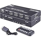 4 Port HDMI 2.0 Switch - Tendak 4x1 HDMI Switcher Selector with 7.1 Audio Extractor Optical SPDIF + L/R 3.5mm Audio Out Inclu