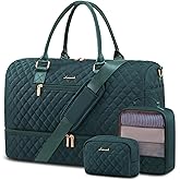 LOVEVOOK Travel Duffle Bag for Women, Weekender Overnight Bag with Shoe Compartment, Carry on Bag with Toiletry Bag, Gym Duffel Bag with Wet Pocket, Hospital Bags for Labor and Delivery 3 Pcs Set