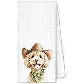 Forest Charger Poodle Cowboy Gifts, Western Themed Dog Mom Towels, Doodle Cowboy Kitchen & Bathroom Hand Towels, 16x24 Inch