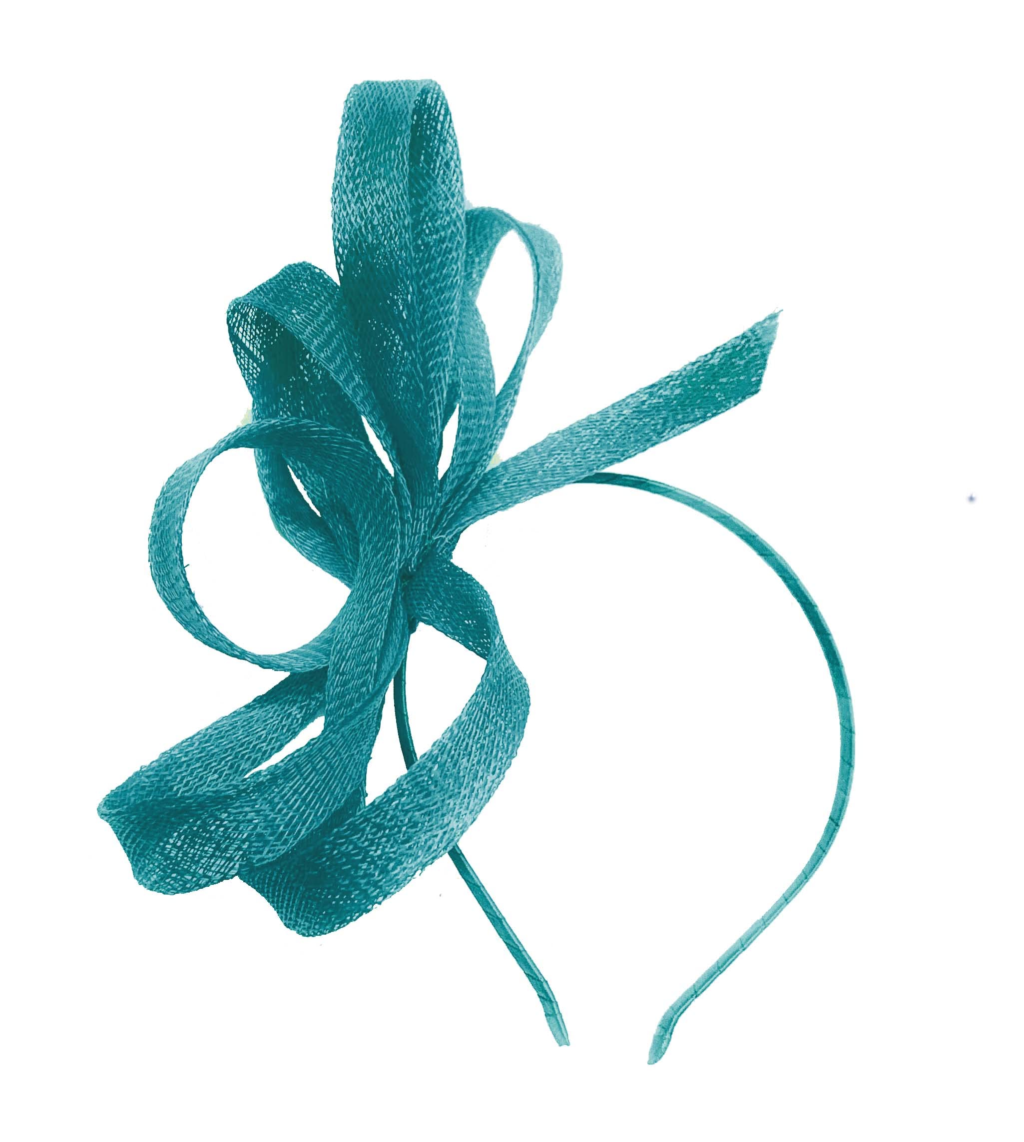 Caprilite Vegan Sinamay Fascinator Headband Wedding Hoop Ladies Day Ascot Races (Teal) — image 1