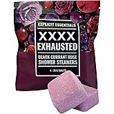 Explicit Essentials F Exhausted Shower Steamers | Black Currant Rose Aromatherapy Shower Steamer Tablets for Relaxation & Stress Relief | Spa Shower Gift for Self-Care, Birthdays & Holidays