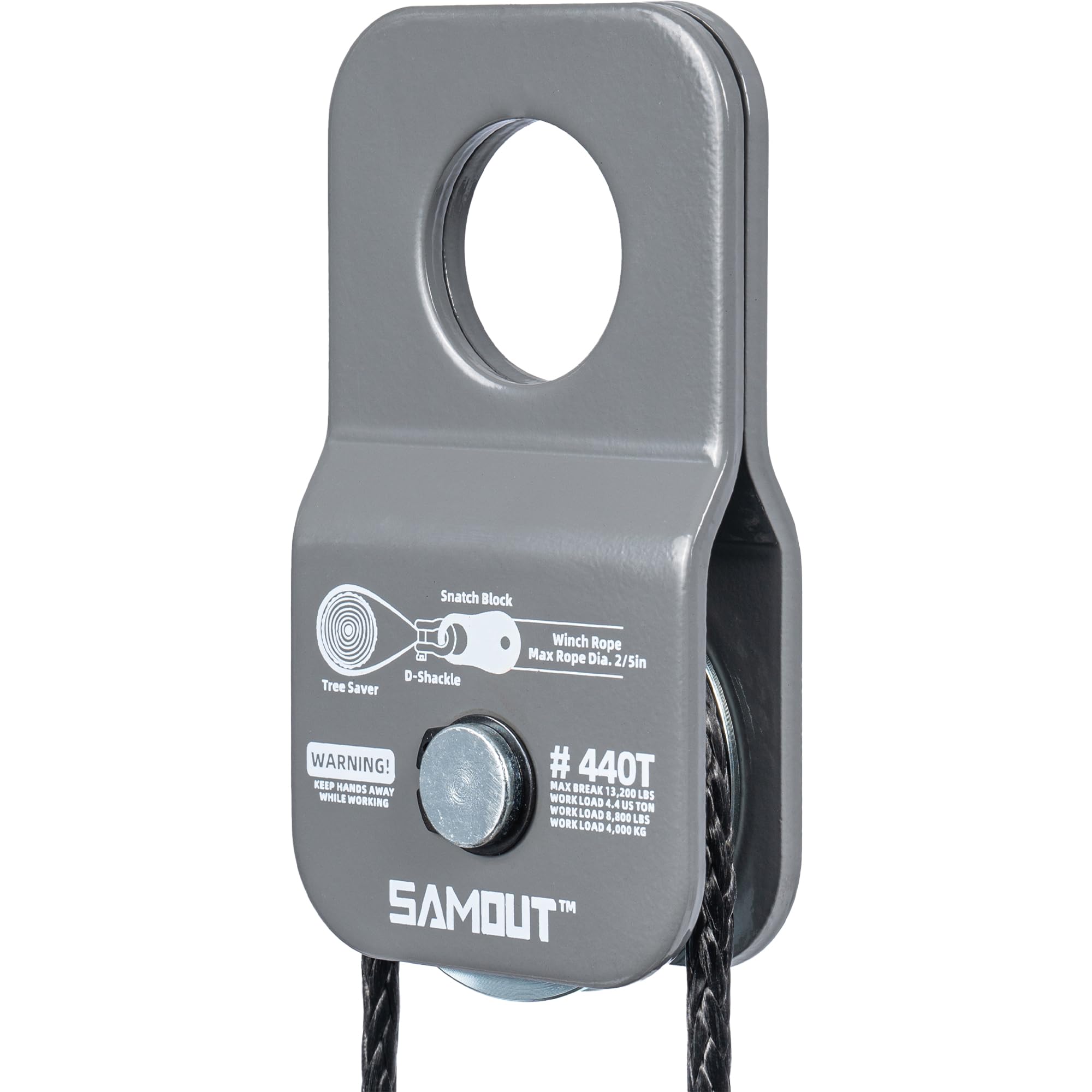 Photo 1 of SAMOUT Winch Snatch Block (4.4 US Ton WLL) Recovery Towing Pulley System for Synthetic Rope or Steel Cable with Max Dia. 2/5in