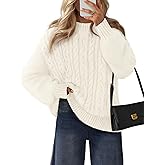 MEROKEETY Womens Fall Cable Knit Sweaters 2025 Long Lantern Sleeve Crewneck Chunky Loose Pullover Tops Winter Clothes