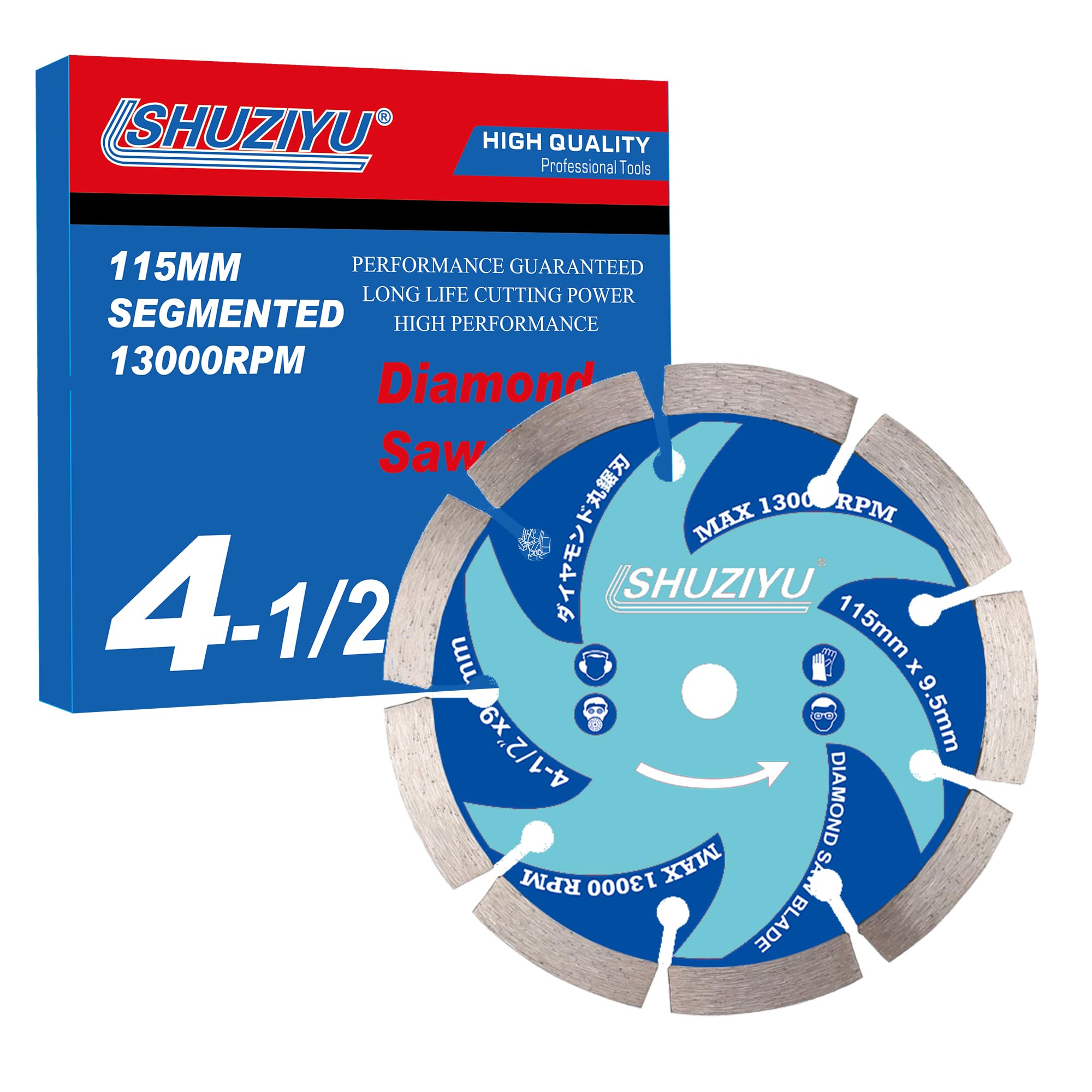 4-1/2" (115mm), Stone Working Diamond Circular Saw Blade, Arbor 3/8"(9.5mm), Use on all brand 9.5mm arbor Cordless Saw, Granite, Marble, Concrete Cutting