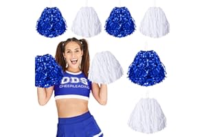 cssopenss Pom Poms Cheerleading Metal Foil Cheerleading Pom Poms with Plastic Handles Cheer Pom Poms for Cheering in Sports Meet Field and Other Festive Occasions, 30 Grams