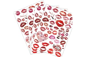 LEOARS Lip Temporary Tattoos, Red Pink Lip Print Kiss Face Tattoo Stickers Body Decorations