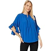 Vince Camuto Ruffle Sleeve Henley Blouse