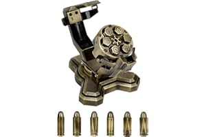 UD UNIQUE DICE DND Bullet Nest Dice Set with Revolver Cylinder Dice Fidget Spinne-Spinning Rocker Container with Metal Polyhedral - Holder DND Dice Set for D&D Sci-Fi War Crime Theme Tabletop Games