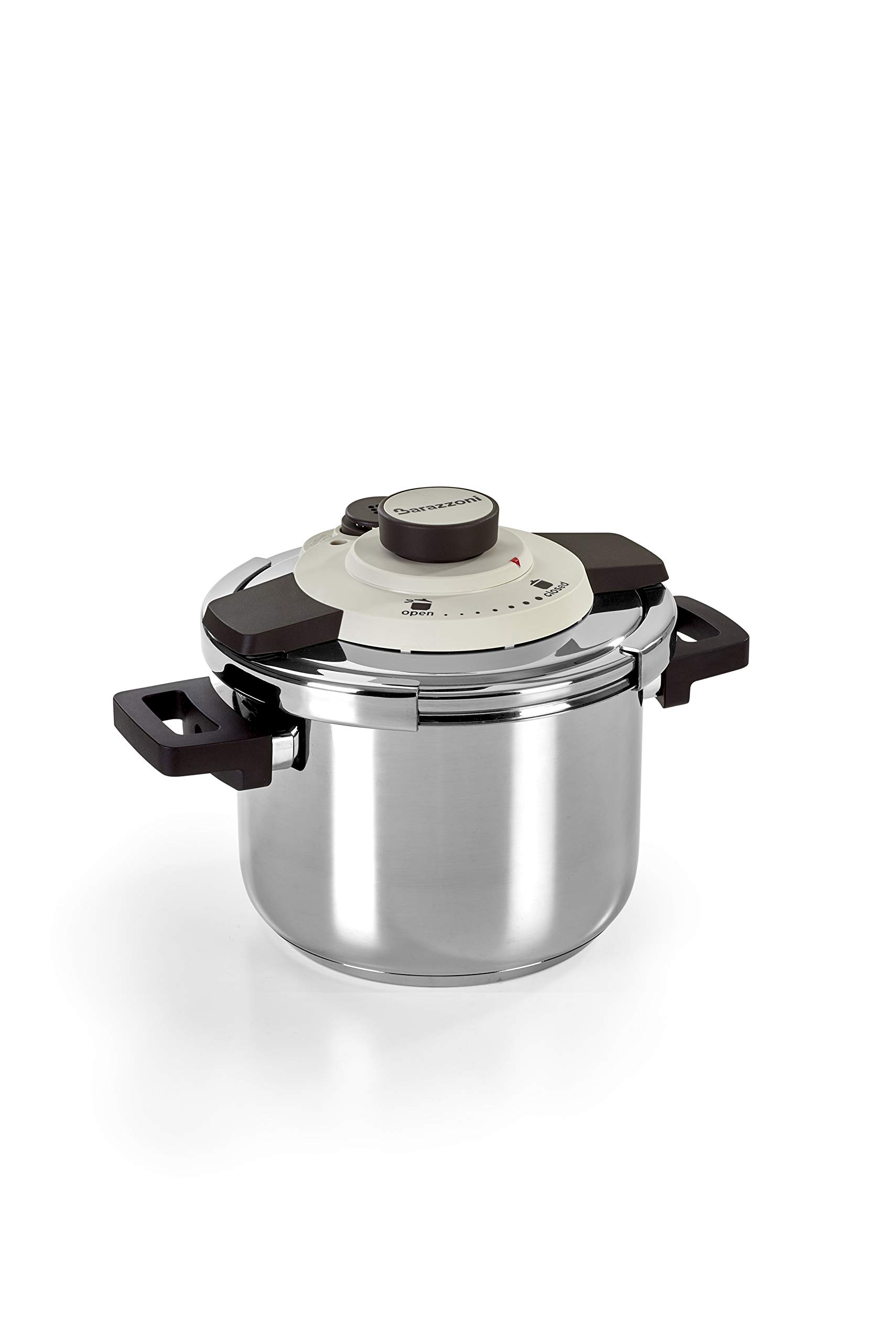 Barazzoni 5500450060 Pentola a Pressione Facile, lt, Acciaio INOX Pressure Cooker with Simple Dual System, Capacity 6 litres, Diameter 22 cm, Stainless Steel 18/10, Made in Italy, Steel