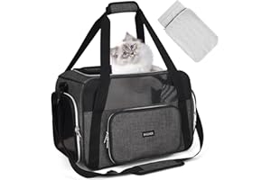 BAGLHER Pet Travel Carrier, Cat Carriers Dog Carrier for Small Medium Cats Dogs Puppies, Airline Approved Small Dog Carrier Soft Sided, Collapsible Puppy Carrier. Grey