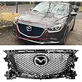 Syon Auto FITS 2017-2018 MAZDA 3 GLOSSY BLACK HONEYCOMB FRONT GRILL REPLACEMENT W/ EMBLEM