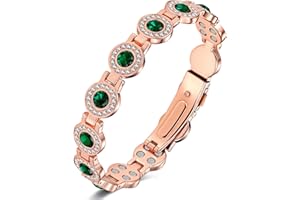 Feraco Pure Copper Bracelets for Women, 4X Ultra Strength Magnetic Bracelet with 3800 Gauss Neodymium Magnets & Dazzling Austrian Cut Crystals Stone, Adjustable Jewelry Gift