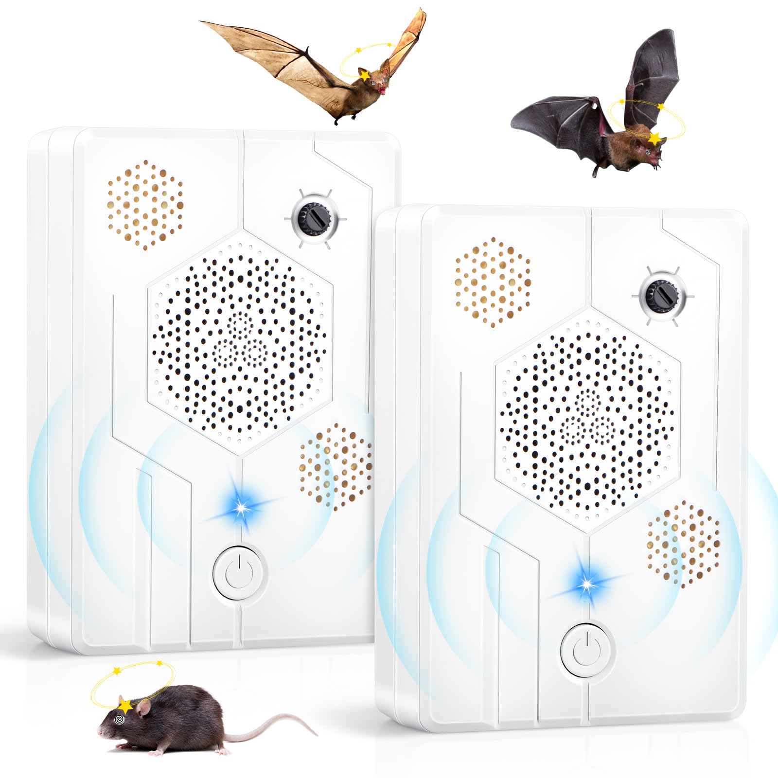 Photo 1 of 2 Pack Upgraded Ultrasonic Bat Repellent, Keeps Bats Out of Attics, Porches & Houses, Adjustable Bat Deterrent System, Battery Operated Bats Exclusion Device for Indoor Outdoor Use