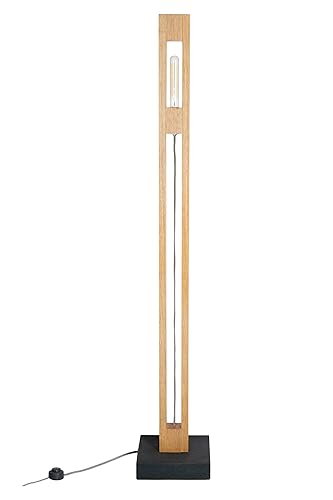 lampara de piso kuxtal madera y concreto negro foco vintage