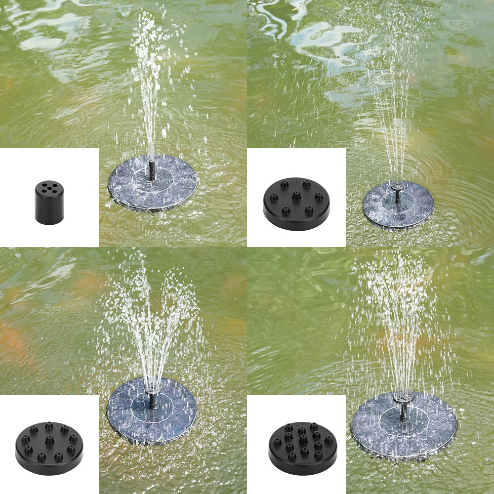 Solar Fountain Pump,New Upgraded Mini Solar Powered Bird Bath Fountain Pump 1.4W Solar Panel Kit Water Pump,with 4 Different Spray Pattern Heads, for Pond, Pool, Garden, Fish Tank, Aquarium