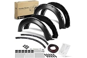 YHTAUTO Paintable Fender Flares w/Hardware Kit Compatible with 2021-2024 Ford F-150, Not Fit Raptor & Lightning Models, Pocket Bolt-Riveted Style Wheel Flare Cover Protector, Set of 4, Front & Rear