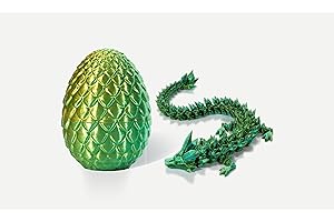 CRIEBEO Dragon Eggs Home Decor,3D Printed Dragon Eggs with Dragon Inside, 3D Articulated Dragon Home Décor,Mystery Dragon Egg Gifts for Easter Basket Stuffers(5''+12'',Green)