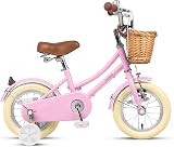 Glerc 14 Inch Kids Bike for Girls Pink with Basket Stabilizers Bell 3-5 Years view 2