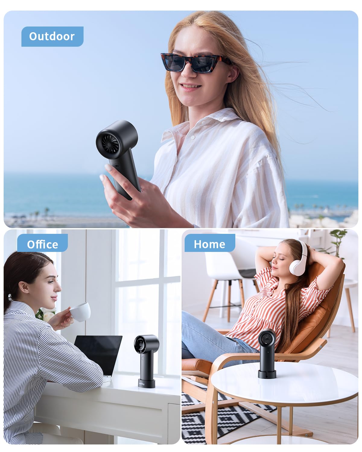 Portable Personal Turbo Fan, 5 Speed Adjustable With Digital Display, Powerful High Speed 6000mAh Battery Operated Cooling Fan For Outdoors, Travel, Home, Desk