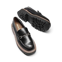 DREAM PAIRS Loafers for Women Platform Chunky Heel