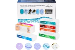 MAXLAPTER 35 Microscope Slides with Specimens, Prepared Microscope Slides Set with Plants Animals Insects for Adults Students Homeschool Edu