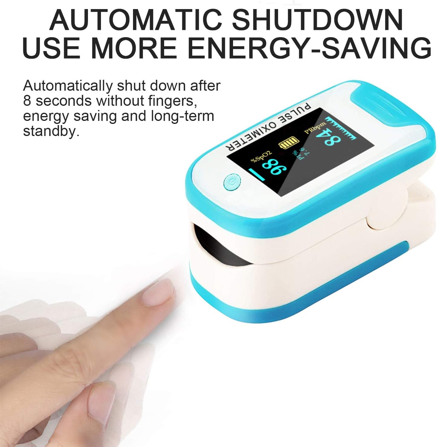 Finger Pulse Oximeter Fingertip Heart Rate Monitor Blood Oxygen Saturation Monitor SpO2 Levels Pulse Oximeter Portable with Lanyard (Blue008)