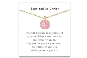 Drogomen Cute Small Cross Necklace, First Communion Baptism Decorations Party Favors Christian Religious Easter Jewelry Gifts for Daughter Granddaughter Niece