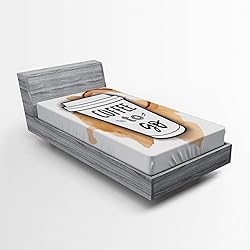 Ambesonne Coffee Fitted Sheet, Outline Take Away