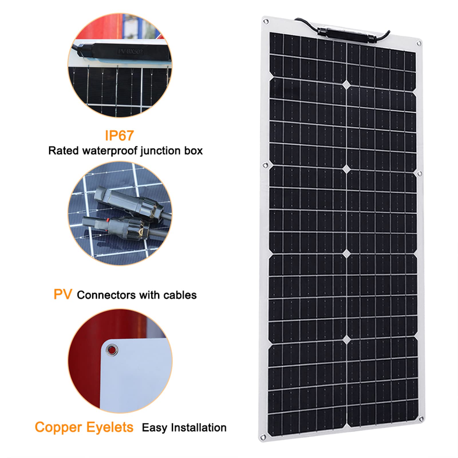 XINPUGUANG 50W 12V Solar Panel Flexible Battery Charger Monocrystalline ...