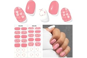 DUKASOU Semi Cured Gel Nail Strips for Valentine, Lovers on Heart | 28 pcs Gel Nail Strips Work with Any UV Lanp, Long Lasting Gel Nail Stickers for Valentin DIY Decoration Birthday Party Gift