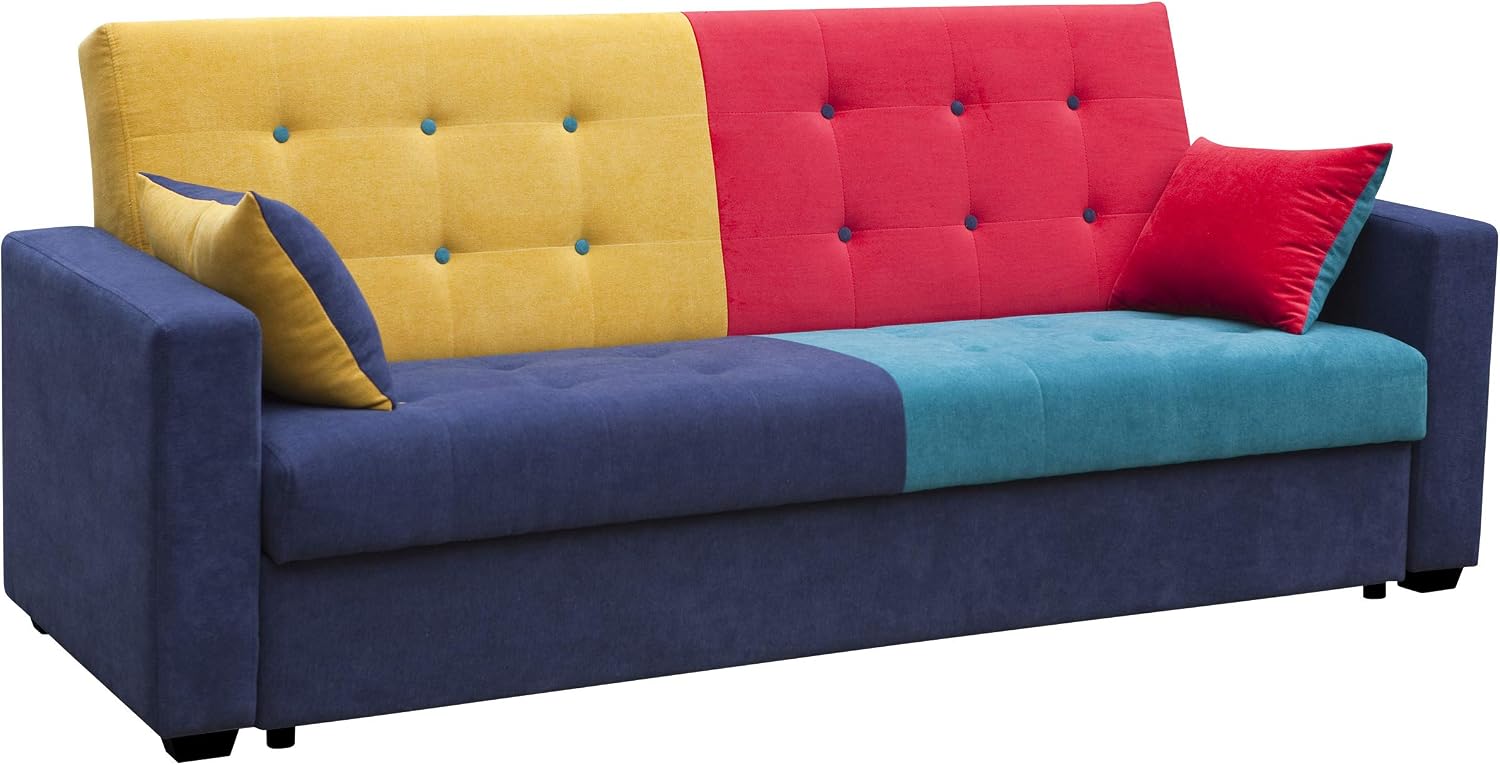 Orange mb-moebel Patchwork Schlafsofa Kippsofa Sofa mit Schlaffunktion Klappsofa Bettfunktion ...