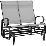 Outsunny Patio Glider Bench Rocking Chair 2 Seater Outdoor Porch Furniture Rocker Texilene Aluminum