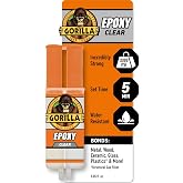 Gorilla 2 Part Epoxy, Incredibly Strong Bonding, 5 Minute Set, 0.85 oz | Water Resistant, Bonds Uneven or Vertical Surfaces, Easy-to-Use Syringe