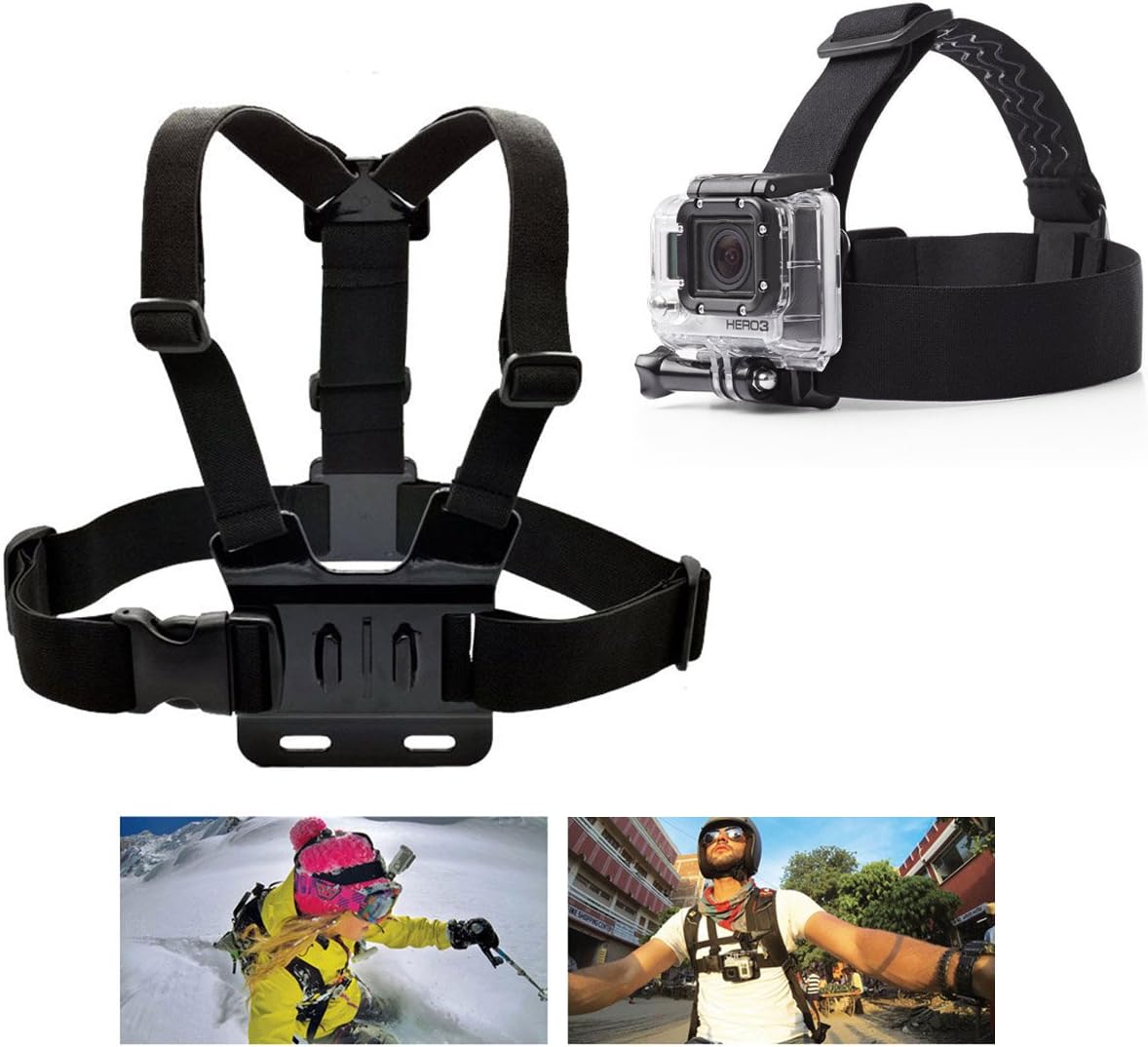 PANNOVO Head Strap Chest Strap Mount Accessories Kits for GoPro Hero Session 5 4 3+