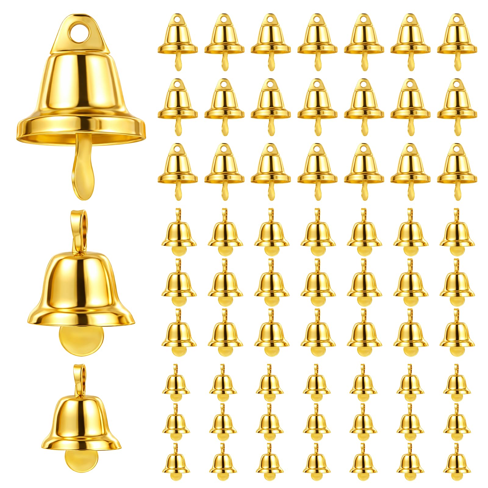 Photo 1 of 120 PCS Small Bells for Crafts, 3 Sizes Mini Bells for Crafts Small Gold Bell Decorativebell Christmas Tree Pendants, Mini Gold Libertybell for Craft Making and Favor Decorating Wind Chimes