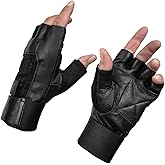 Milwaukee Leather MG7562 Men's Black Leather and Spandex Gel Padded Palm Fingerless Motorcycle Hand Gloves W/Mesh Material