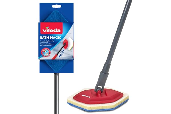 Vileda Bath Magic Bathroom and Tub Mop | Multisurface Cleaning Mop | Safe to Use on Tile, Glass, Ceramic, Bathtub, Shower Sur