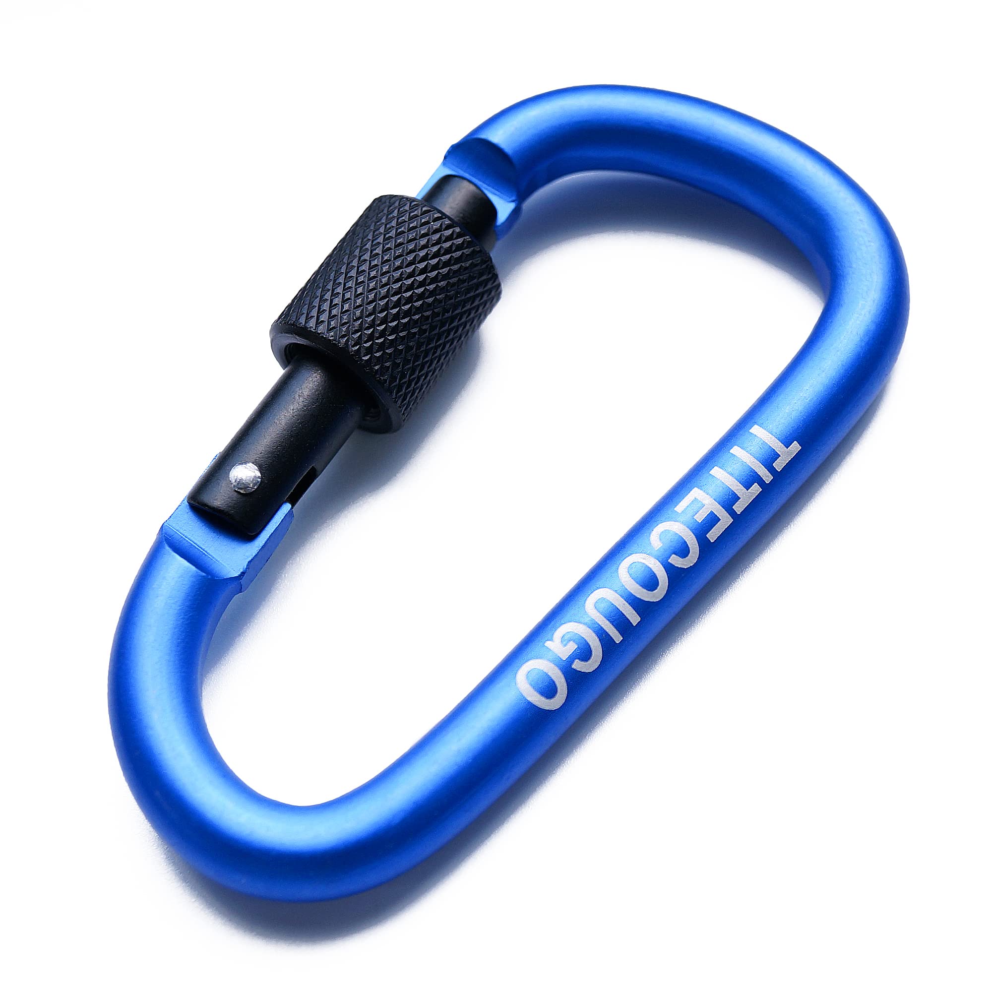 TITECOUGO 4 PCS Aluminum Alloy D-Ring High Strength Carabiner Key Chain Clip Hook For Camping Hiking (Not for Climbing) Blue Black