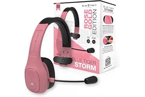 Blue Tiger Storm Rose Gold - Premium Trucker Bluetooth Headset-Wireless Noise Canceling Mono Headset with Mic -High-Fidelity Sound, 30-Hour Talk Time, USB-C Charging - For Truck Drivers, Bluetooth 5.0