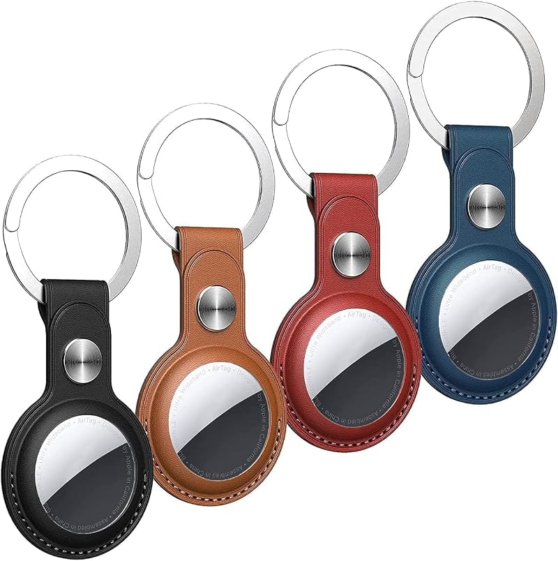 Zaid Leather Key Ring Case for AirTag Holder Tracker Dog Collar Multi Color